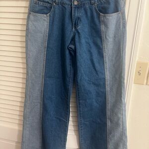 GOGO Two-Tone Blue Women's Ankle Jeans